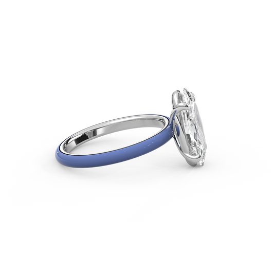 White Moval Moissanite Enamel Ring