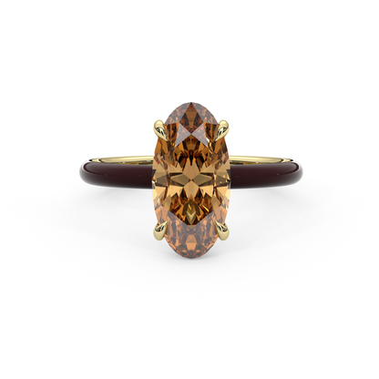Champagne Moval Moissanite Enamel Ring