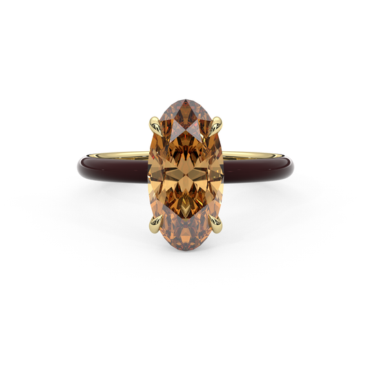 Champagne Moval Moissanite Enamel Ring