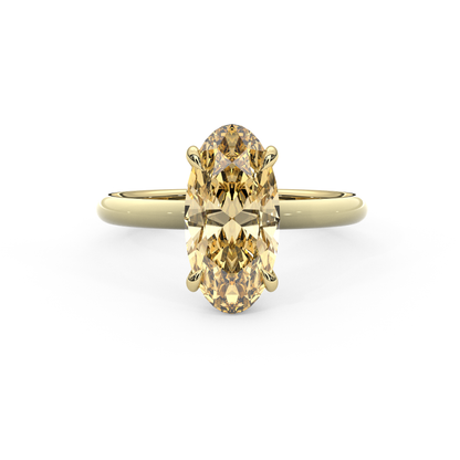 Yellow Moval Moissanite Enamel Ring
