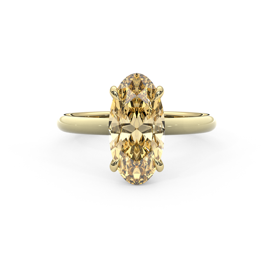 Yellow Moval Moissanite Enamel Ring