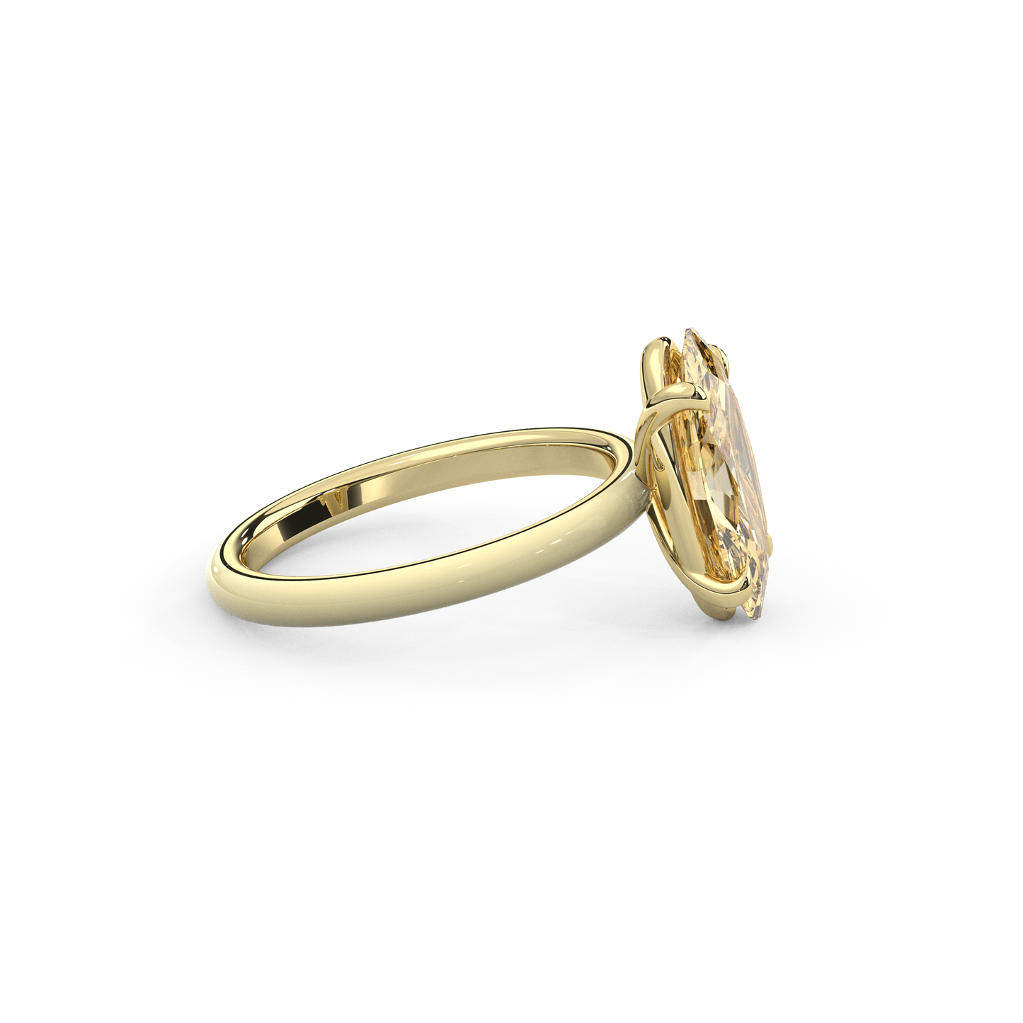 Yellow Moval Moissanite Enamel Ring