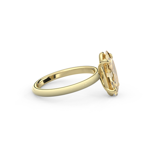 Yellow Moval Moissanite Enamel Ring