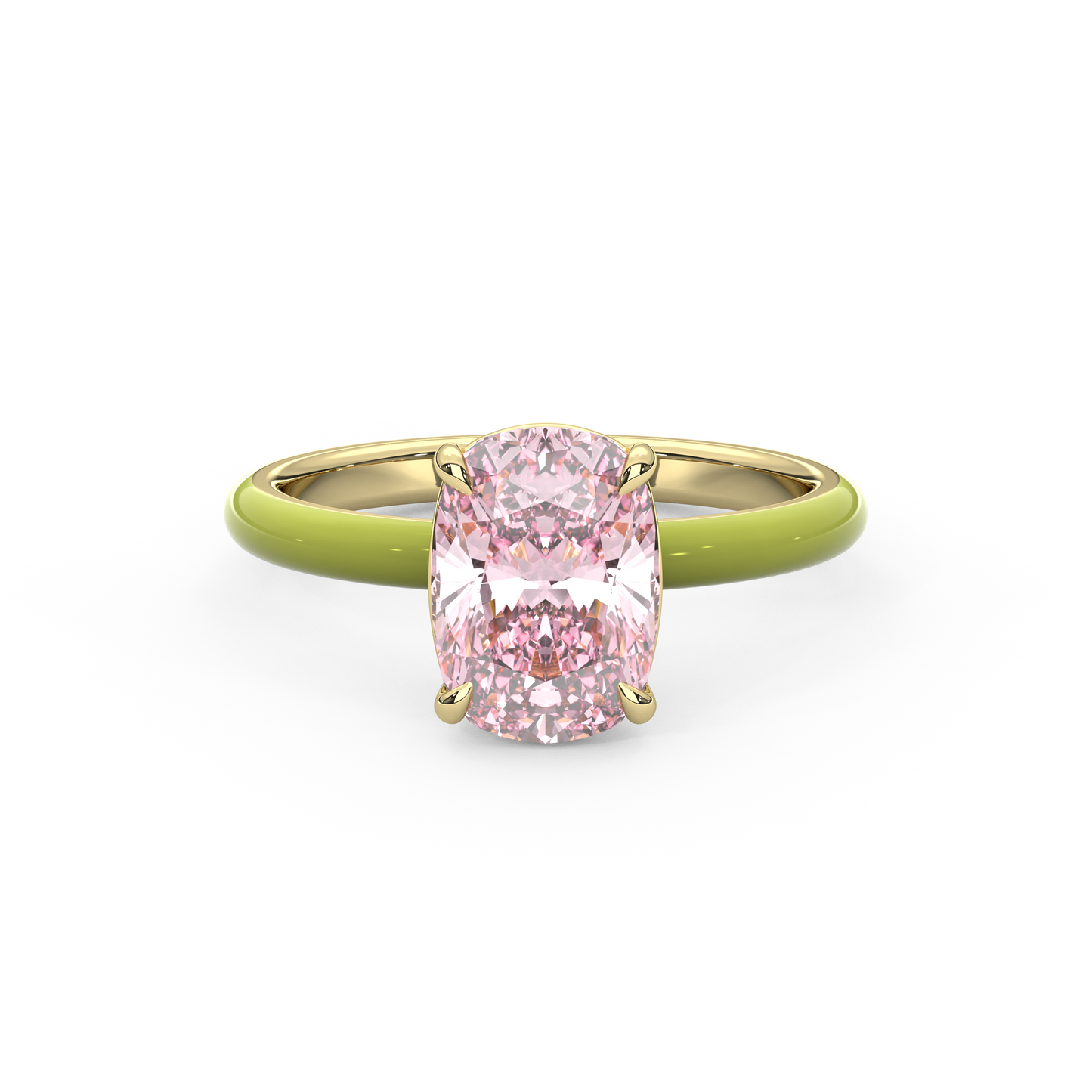 Light Pink Elongated Cushion Lab Sapphire Ring