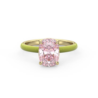 Light Pink Elongated Cushion Lab Sapphire Ring
