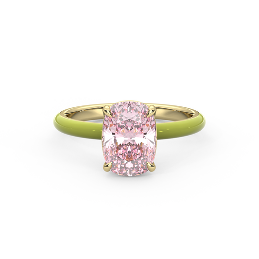 Light Pink Elongated Cushion Lab Sapphire Ring