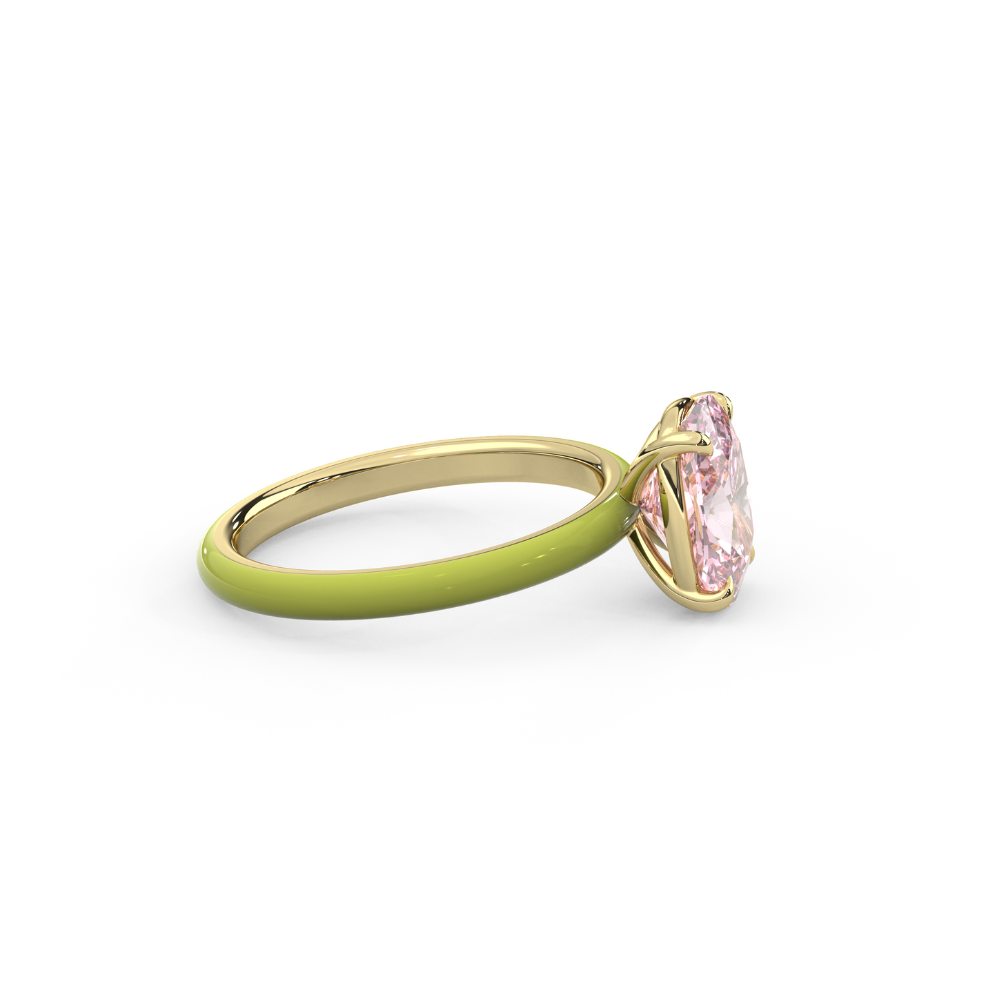 Light Pink Elongated Cushion Lab Sapphire Ring