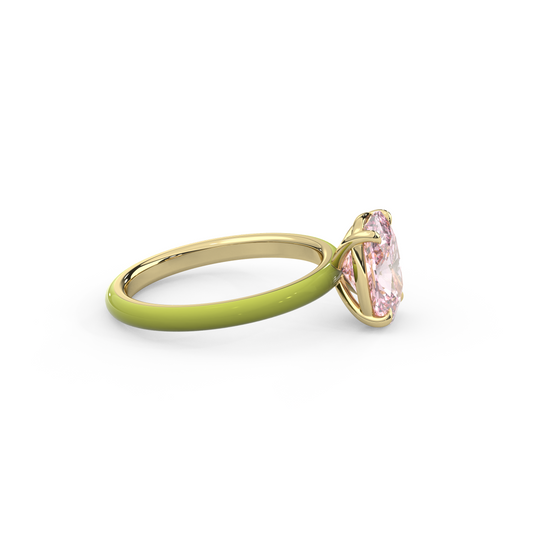 Light Pink Elongated Cushion Lab Sapphire Ring