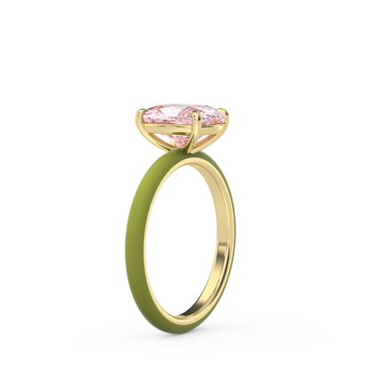 Light Pink Elongated Cushion Lab Sapphire Ring