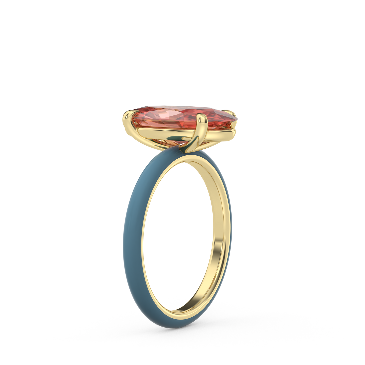 Sunset Pink Moval Lab Sapphire Ring