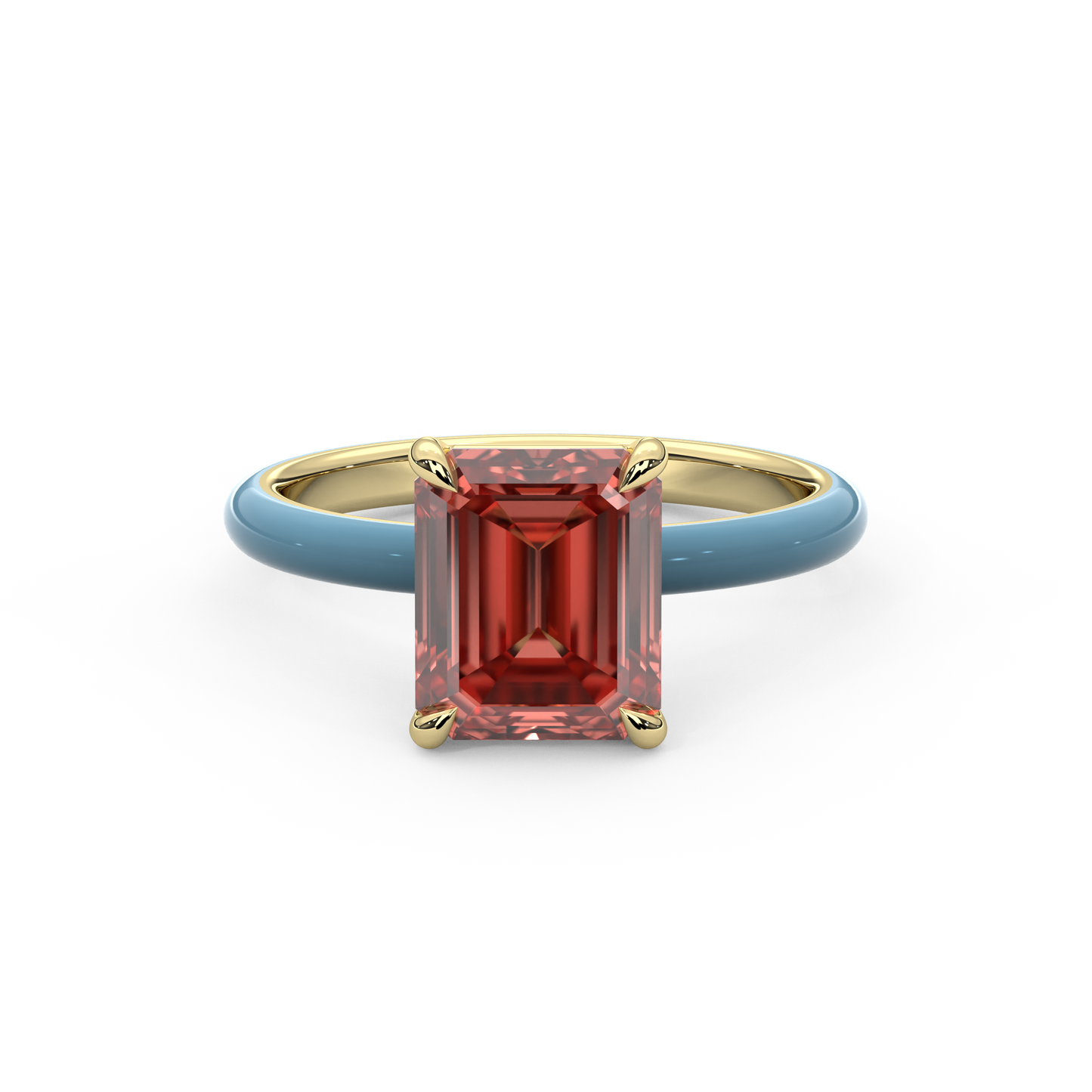 Sunset Pink Emerald Lab Sapphire Ring