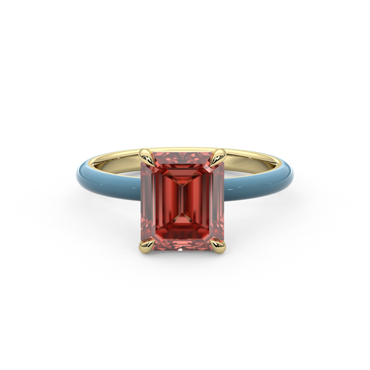 Sunset Pink Emerald Lab Sapphire Ring