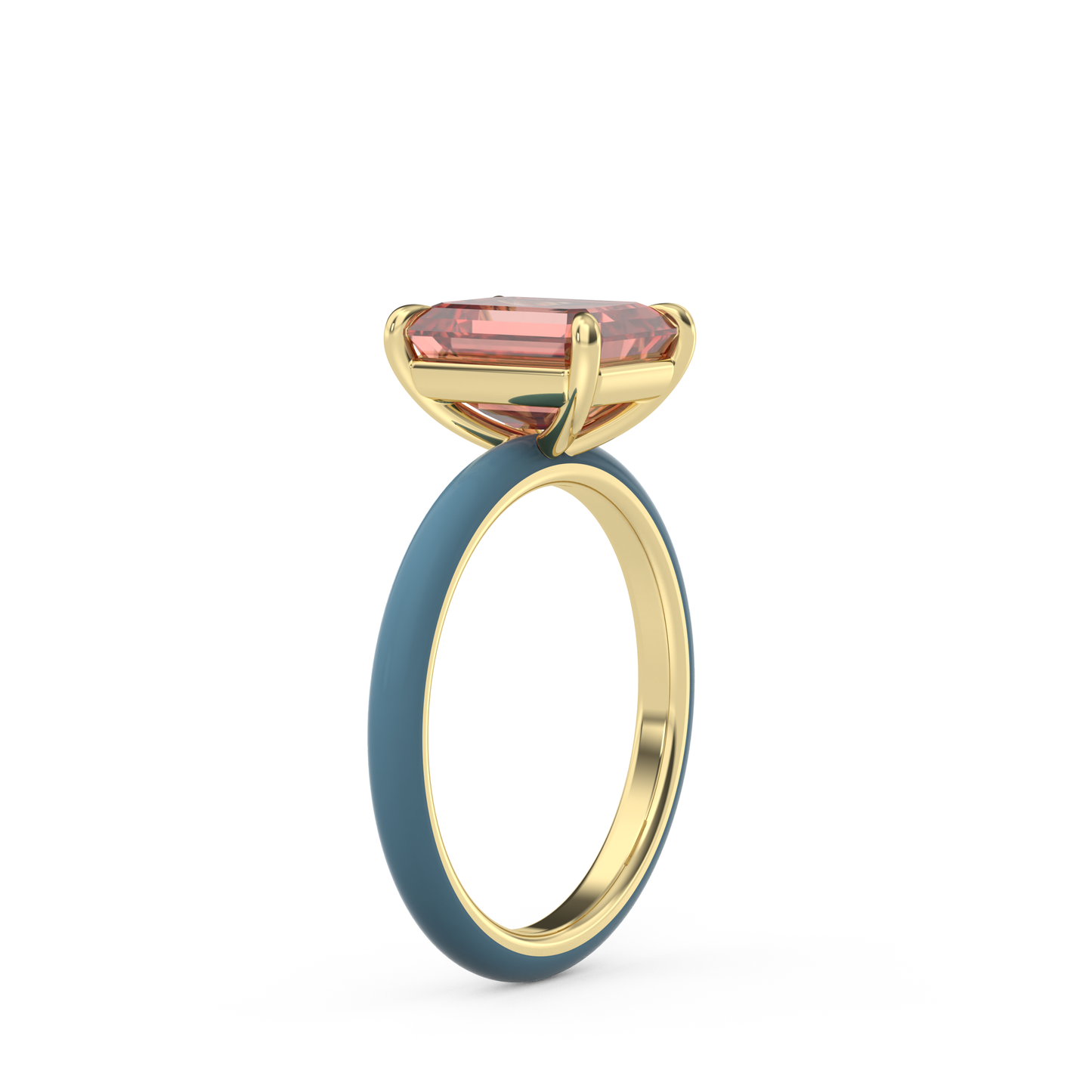 Sunset Pink Emerald Lab Sapphire Ring