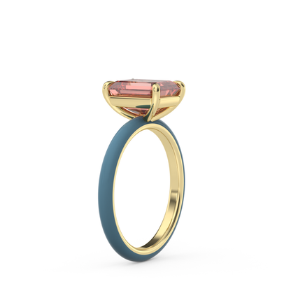 Sunset Pink Emerald Lab Sapphire Ring