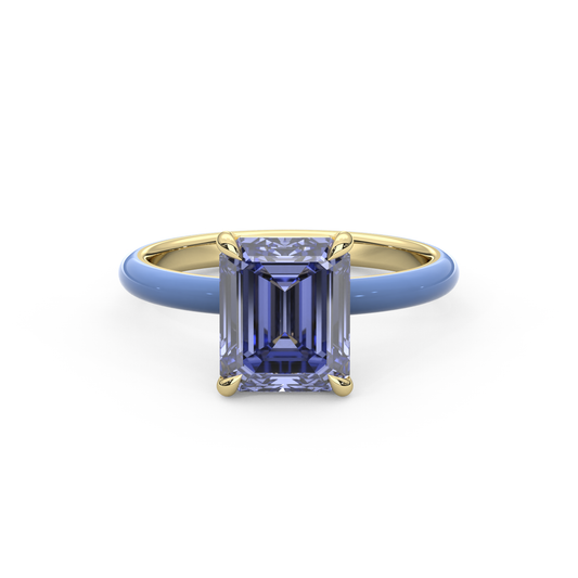 Cornflower Blue Emerald Lab Sapphire Ring