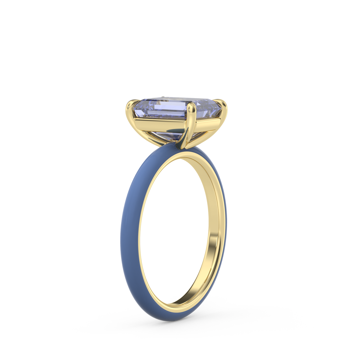 Cornflower Blue Emerald Lab Sapphire Ring