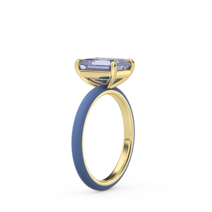 Cornflower Blue Emerald Lab Sapphire Ring