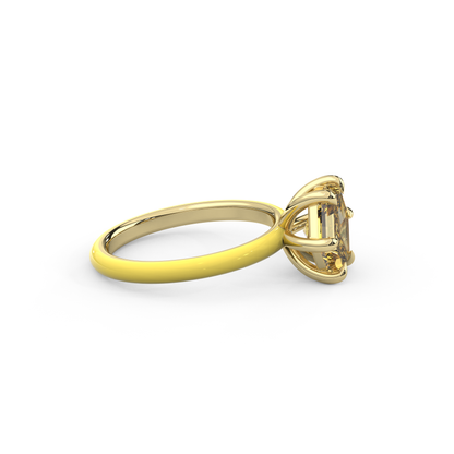 Yellow Step Cut Hexagon Moissanite Ring