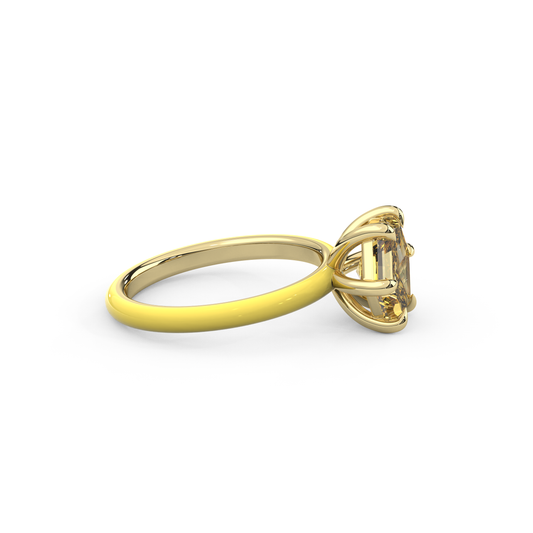 Yellow Step Cut Hexagon Moissanite Ring