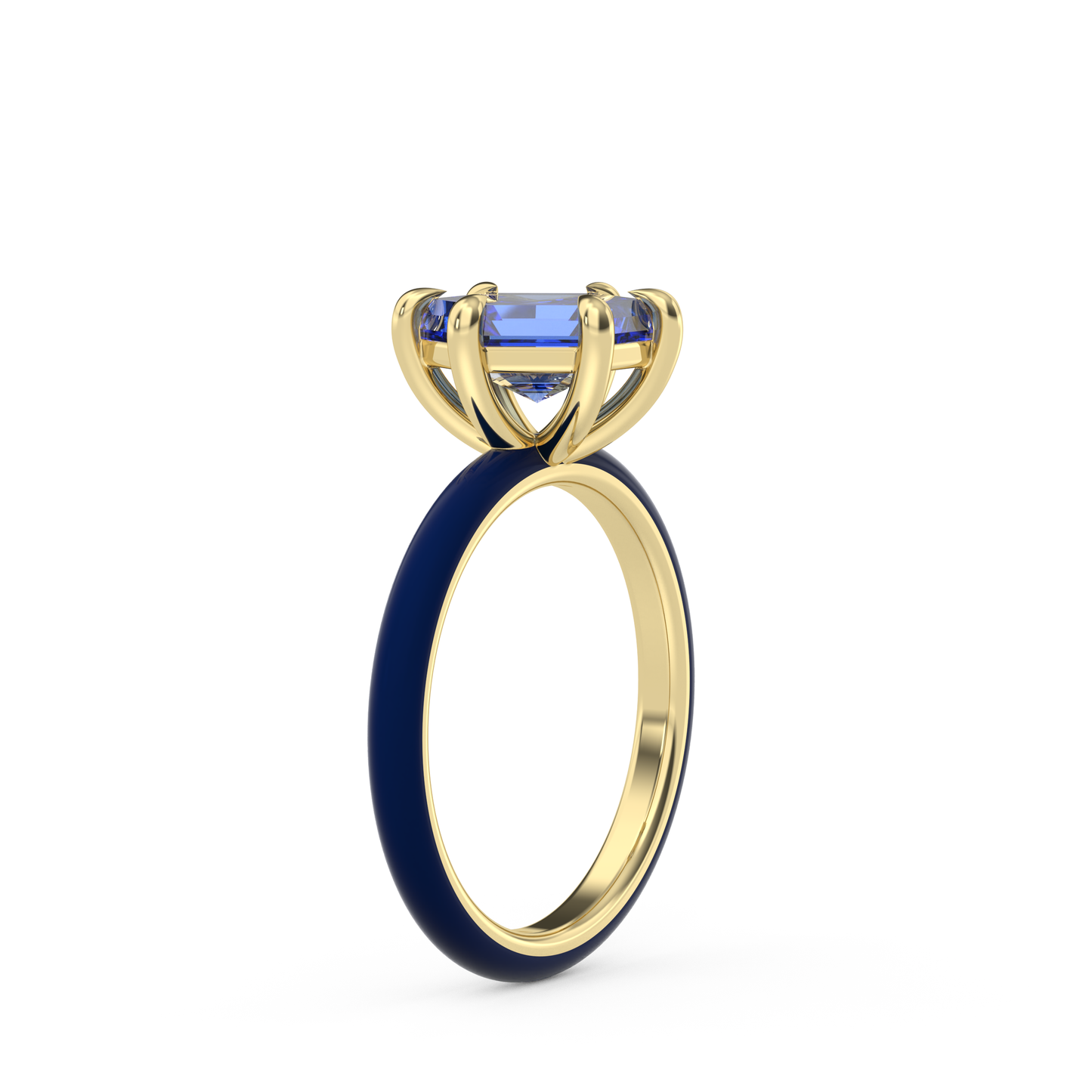 Sapphire Blue Step Cut Hexagon Lab Sapphire Ring