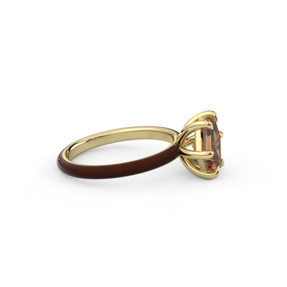 Champagne Step Cut Hexagon Moissanite Ring