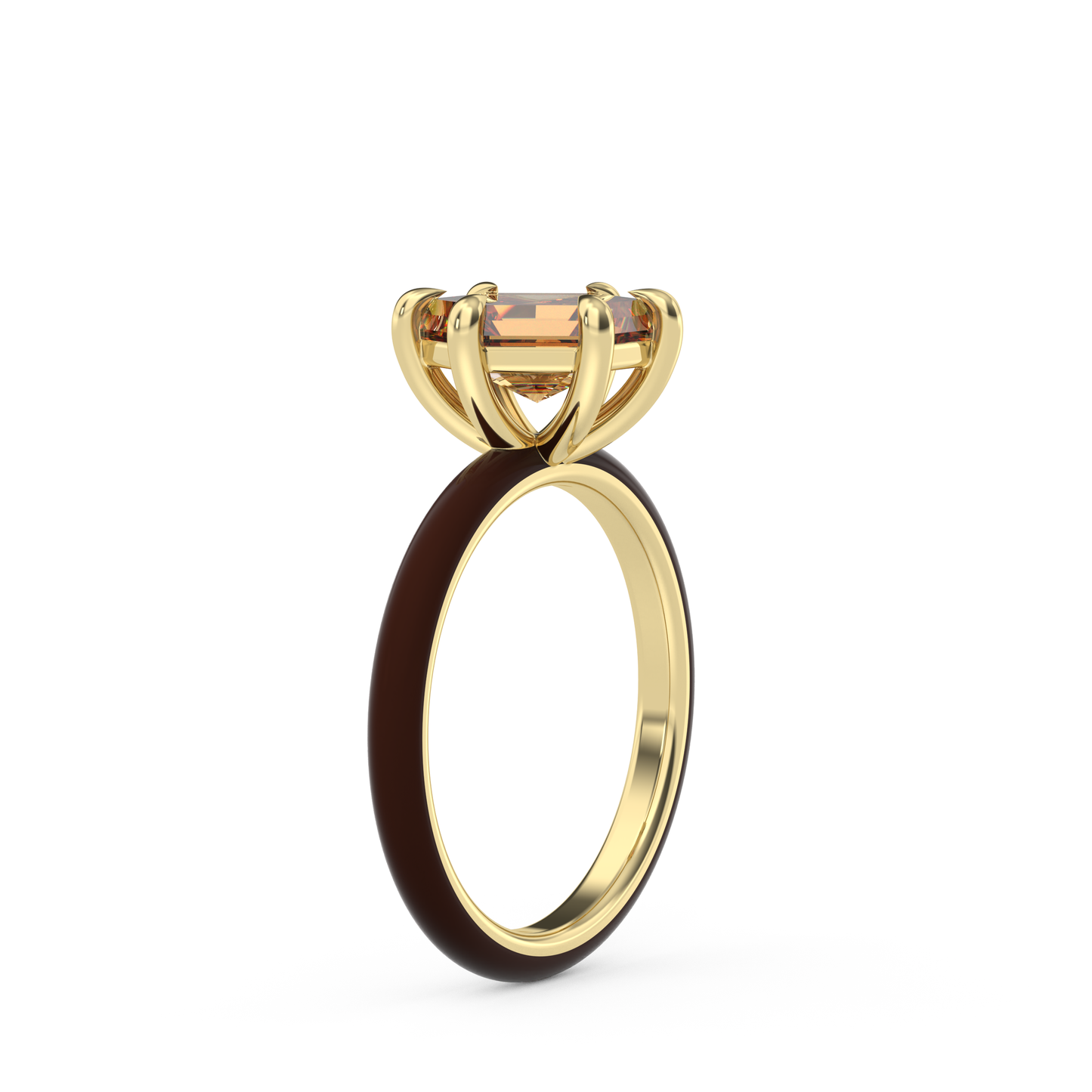 Champagne Step Cut Hexagon Moissanite Ring