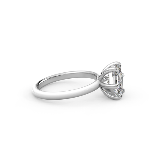 White Step Cut Hexagon Moissanite Ring