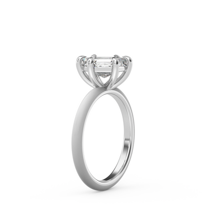 White Step Cut Hexagon Moissanite Ring