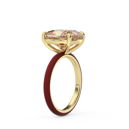 Champagne Cushion Moissanite Enamel Ring