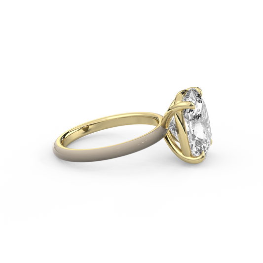 White Elongated Cushion Moissanite Enamel Ring
