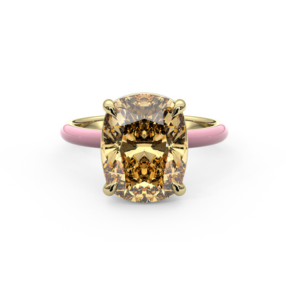 Yellow Elongated Cushion Moissanite Enamel Ring