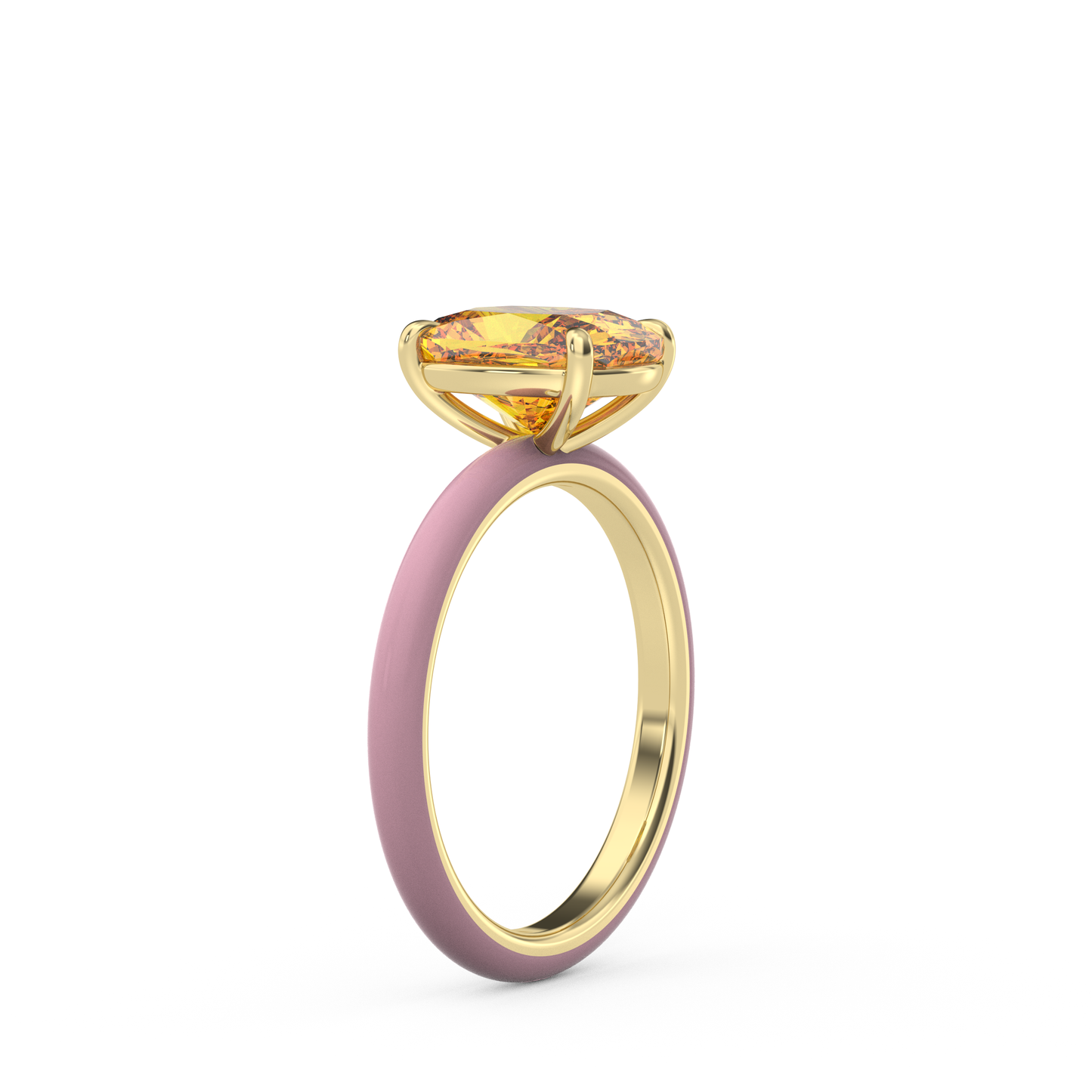 Orange Elongated Cushion Lab Sapphire Ring