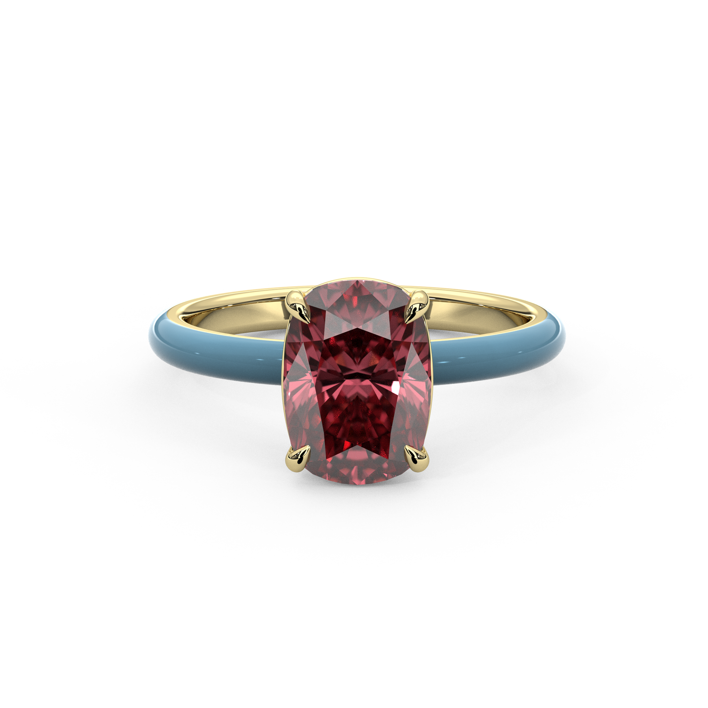 Padparadscha Pink Elongated Cushion Lab Sapphire Ring