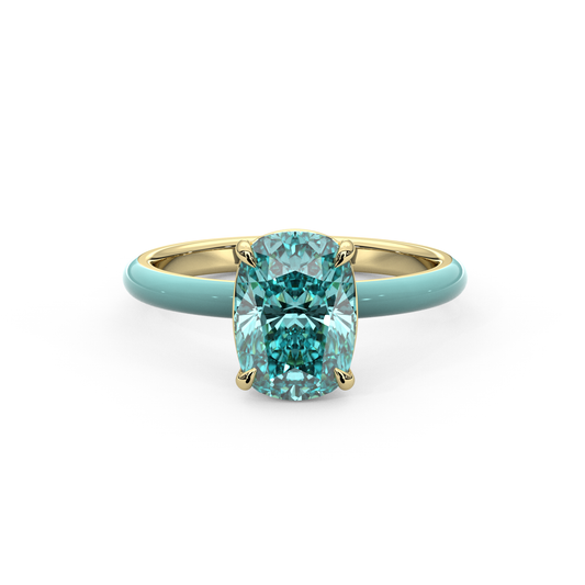 Paraiba Elongated Cushion Lab Sapphire Ring