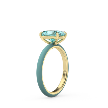Paraiba Elongated Cushion Lab Sapphire Ring