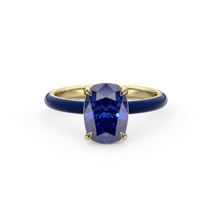 Sapphire Blue Elongated Cushion Lab Sapphire Ring