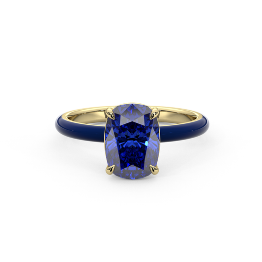 Sapphire Blue Elongated Cushion Lab Sapphire Ring