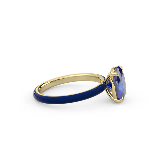 Sapphire Blue Elongated Cushion Lab Sapphire Ring
