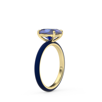 Sapphire Blue Elongated Cushion Lab Sapphire Ring