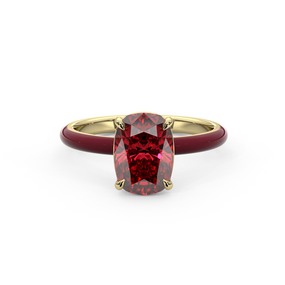 Ruby Red Elongated Cushion Lab Sapphire Ring
