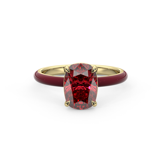 Ruby Red Elongated Cushion Lab Sapphire Ring