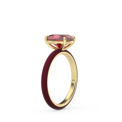 Ruby Red Elongated Cushion Lab Sapphire Ring