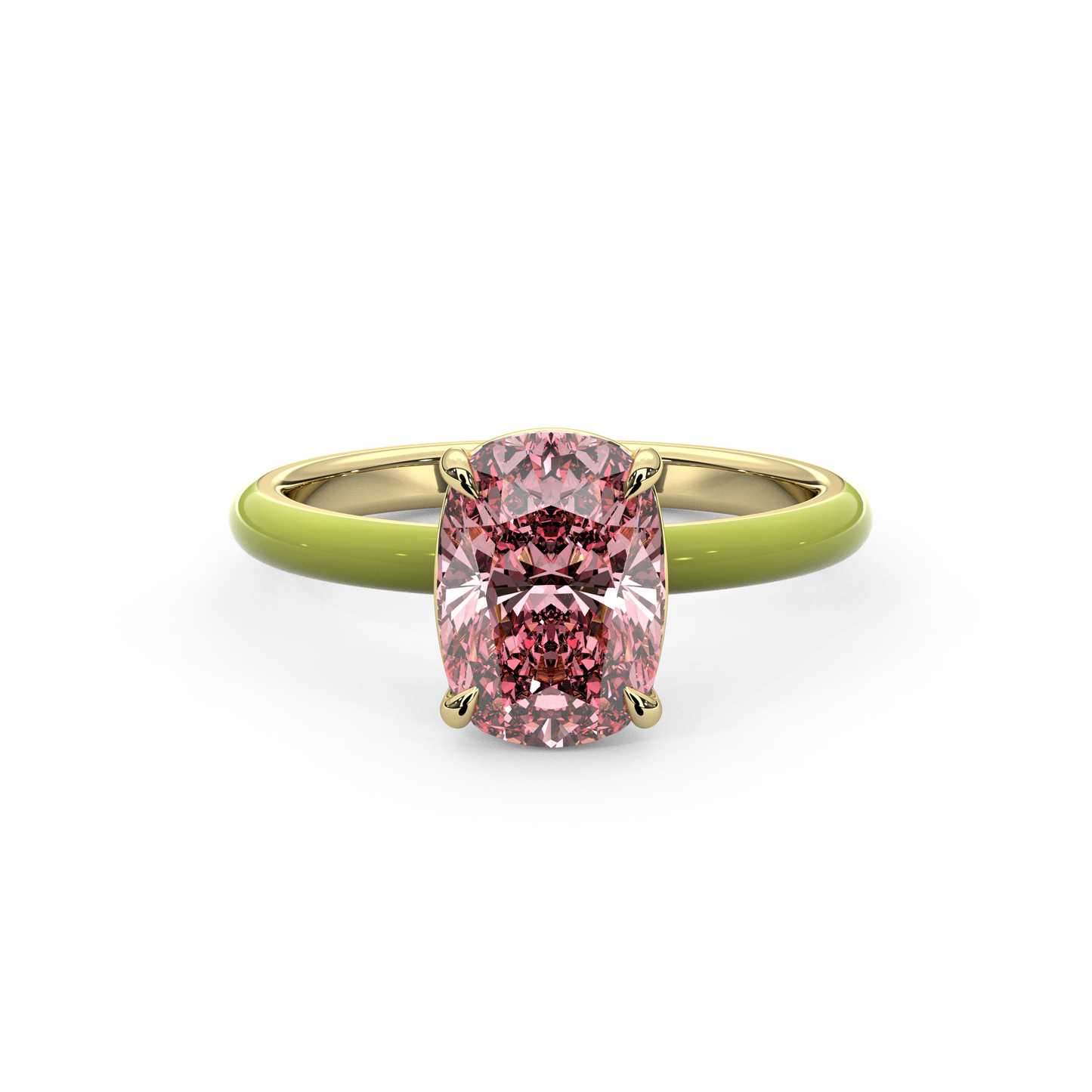 Light Pink Elongated Cushion Lab Sapphire Ring