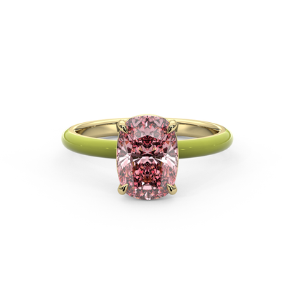Light Pink Elongated Cushion Lab Sapphire Ring