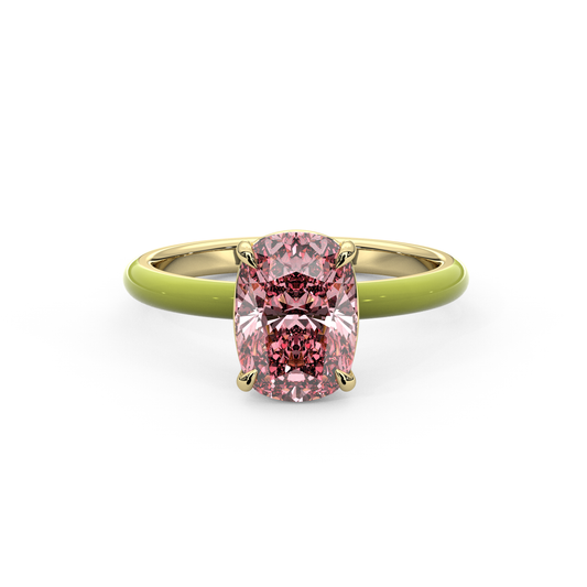 Light Pink Elongated Cushion Lab Sapphire Ring