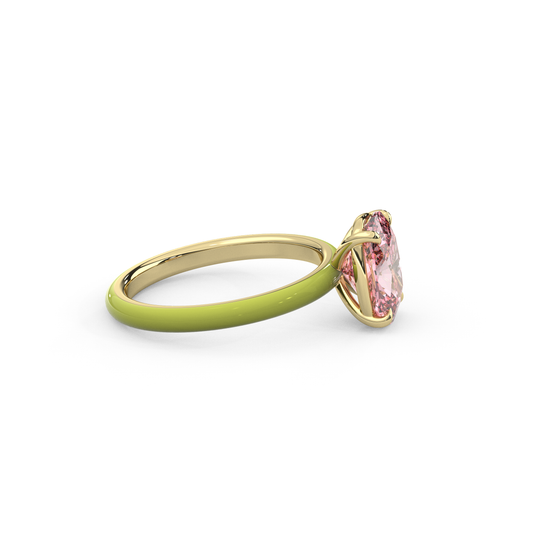 Light Pink Elongated Cushion Lab Sapphire Ring