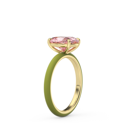 Light Pink Elongated Cushion Lab Sapphire Ring