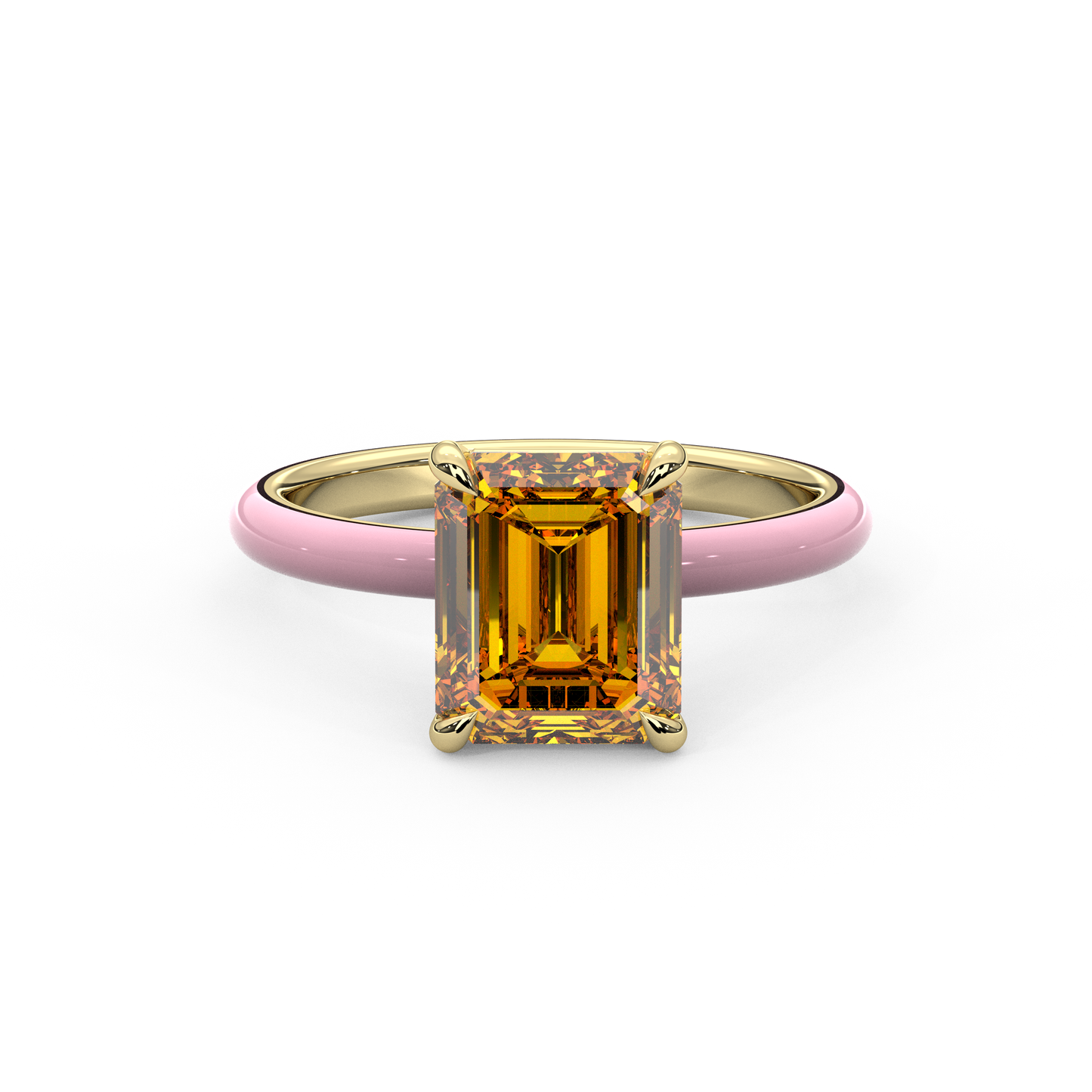 Orange Emerald Lab Sapphire Ring