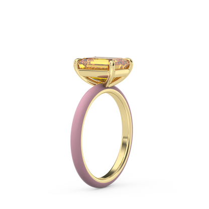 Orange Emerald Lab Sapphire Ring