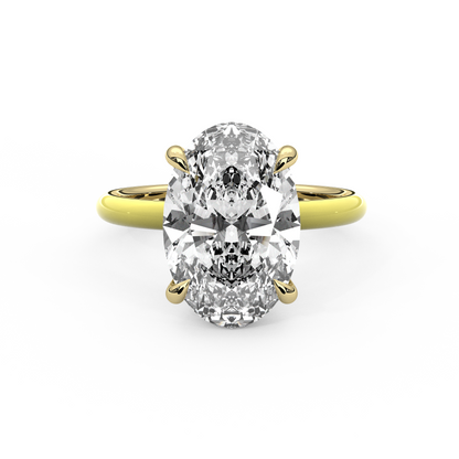 White Oval Lab Diamond Enamel Ring